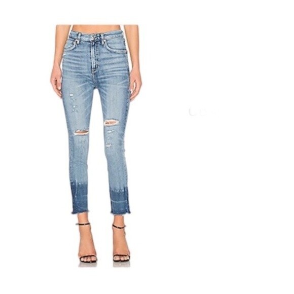 AGOLDE Ruby super High rise slim straight outsider distressed jeans size 28 - Picture 1 of 13